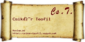 Csikár Teofil névjegykártya